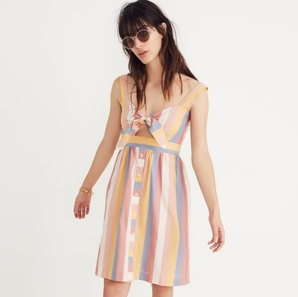 Madewell cutout striped dress size 2 - Picture 3 of 7
